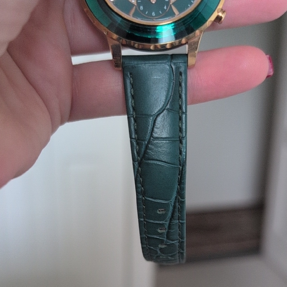Swarovski Chrono Green Leather Women's Watch - Picture 11 of 12